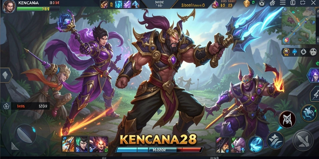 Screenshot KENCANA28 menampilkan aksi seru dalam pertempuran MOBA.